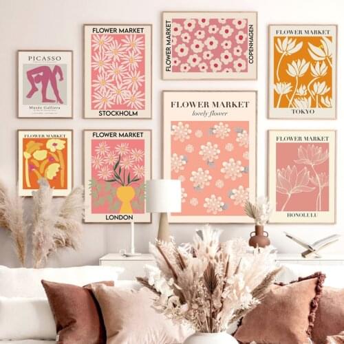 Abstract Flower Market Plant Colorful Wall Art Print Canvas Painting Nordic Poster Modern Wall Pictures For Living Room Decor