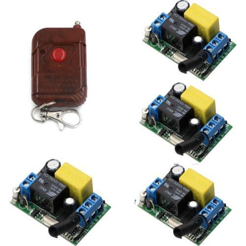 AC 220V Wireless Remote Control Switch System 1CH Relay Power Switch Receiver & One ButtonTransmitter