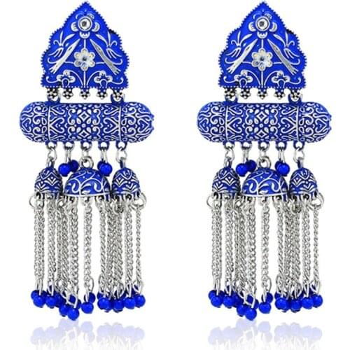 Bohemian Vintage Earrings Bohemian Earrings Ethnic Style Alloy Long Bohemian Pendant Earrings Suitable for Ladies Girls
