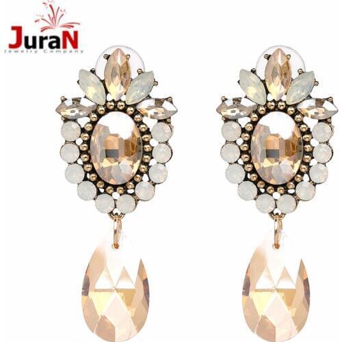 JURAN 2018 Big Drop Earrings For Woman Zinc Alloy Crystal Rhinestone Earrings Long Pendants Statement Earring For Chrismas Gifts