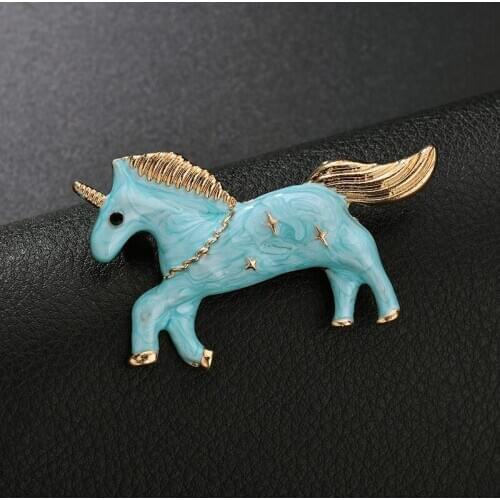 YADA ins Cartoon Unicorn Pins&Brooches for Lapel Pin Garment Scarf Accessory jewelry Rhinestone Crystal Horse Brooches BH200044