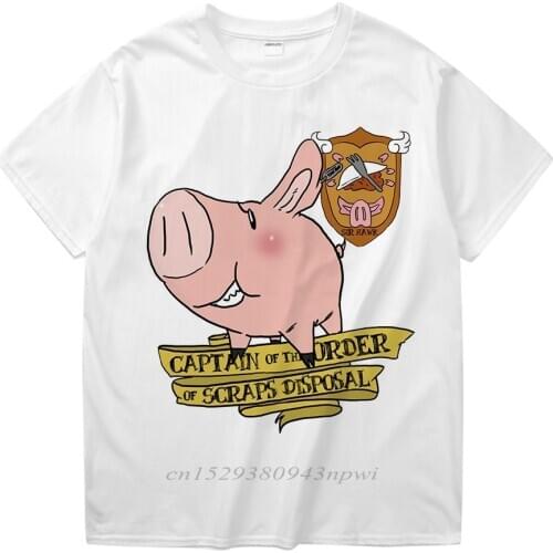 Seven Deadly Sins Sir Pig Captain Of Scraps Disposal Tee Shirt Mens Quality Leisure Tee Round Collar T-shirt