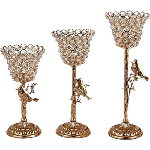 Crystal Metal Candle Holder Candlestick Wedding Holidays Christmas Events Tabletop Home Decor Ornament Tealight Candle Holders