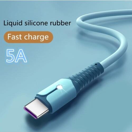 5A USB Type C Cable Fast Charging Phone Charger USB-C Cord For Huawei Samsung S20 Xiaomi Vivo Oppliquid silicone rubber o