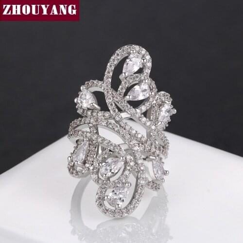 ZHOUYANG Luxury Rings For Women Cubic Zirconia Silver Color Fashion Female Wedding Jewelry Finger Ring Wholesale Love Gift R704