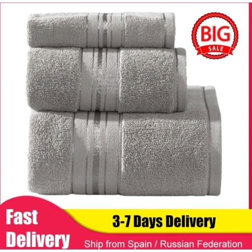3 PCS Towel Set 100% Cotton Soft Bath Towel Face Towel Hand Towel Bathroom Towel Sets High-grade Travel Sports Towels 3 Pieces