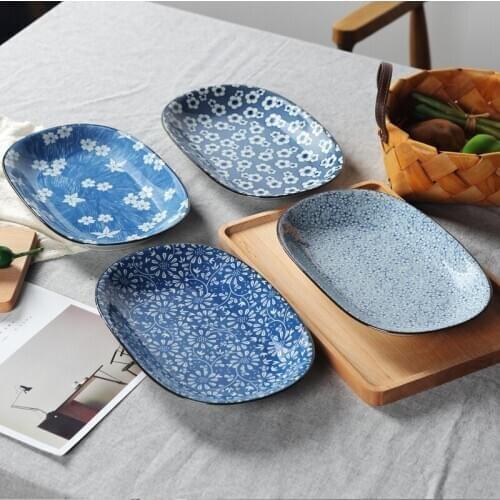 Japanese-Style Creative oval Western dish Fruit plate salad platter Dumplings dish fish dish Long plate Microwave ovens apply G