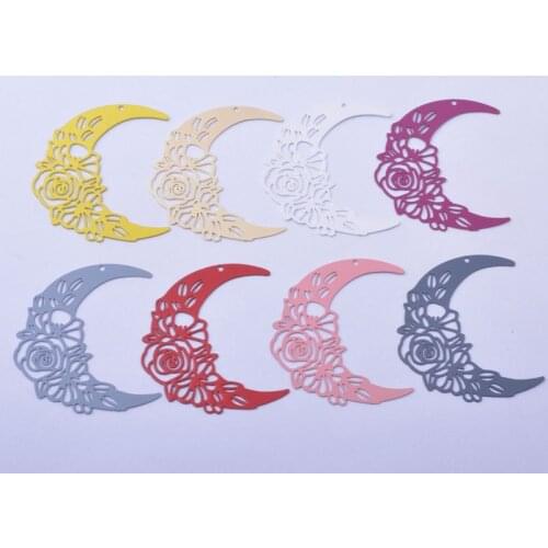 30pcs AB6787 35*31mm Brass Painted Moon and Flower Charms DIY Jewelry Earring Findings