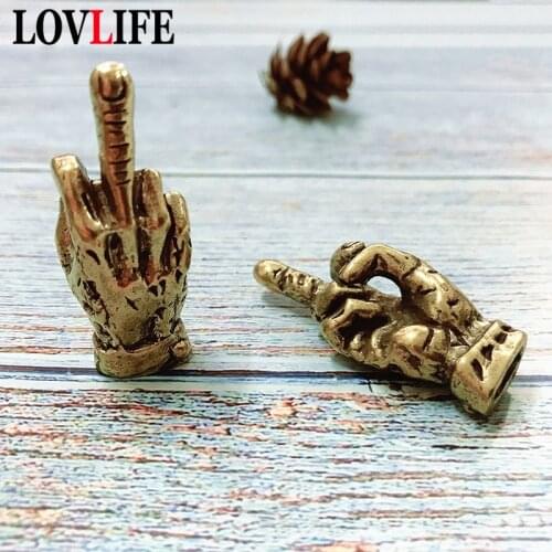Brass Hand Middle Finger Up Keyrings Pendant Trinket Creative Copper DIY Keychains Charms Punk Men Car Key Chain Hanging Jewelry