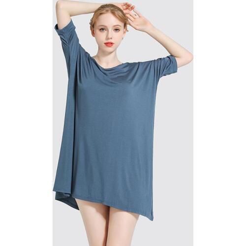 Chinese Style Half Sleeve Nightgown Long Size Sleep Shirt Summer New Women Modal Nightdress Loose Home Clothes Sleepwear