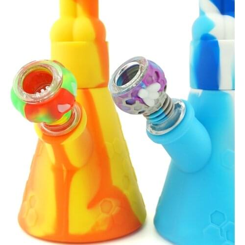 New 14-18mm tobacco Silicone smoking hookah with Glass Bowl Straight Glass Accessories Oil Rig silicone water Pipes for Smoking