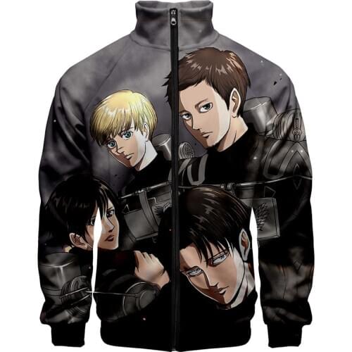 New Arrival Attack on Titan Stand Collar Jacket Men/Boys Fashion Cool Long Sleeve Collar Jackets Casual Sweatshirts Clothes Coat