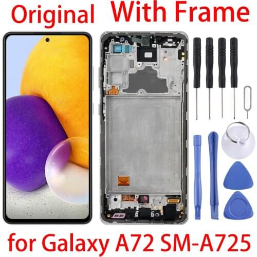 Original For Galaxy A72 LCD Screen and Digitizer Full Assembly With Frame for Samsung Galaxy A72 SM-A725(4G Version)