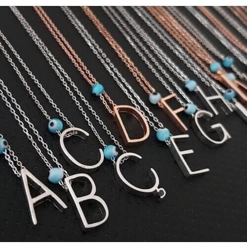 D Initial Letter Necklace Id Necklace Custom Necklace Personalised Necklace Evil Eye Necklace