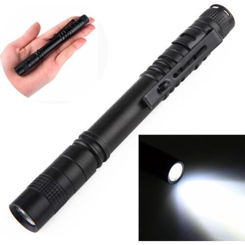 Portable Mini Led Flashlight Torch Lanterna Work Light Pocket Battery Pen Light With Clip Lantern For Outdoor Camping Hiking