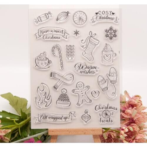 ZFPARTY Merry Christmas Transparent Clear Silicone Stamp Cutting Dies Set for DIY scrapbooking/photo album Decorative