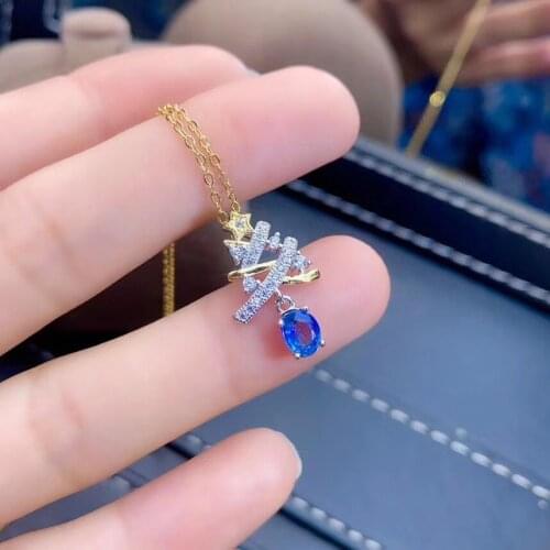 Sapphire Pendant Natural And Real Sapphire Necklace 925 sterling silver Fine jewelry Sapphire Pendant