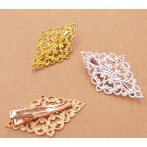 20pcs Fashion Style Metal Copper Flower Piece Hairpin Gold/Silver color Barrettes Hairgrips For Women DIY Jewelry Making