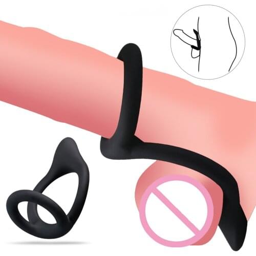 Silicone Dual Cock Ring Delay Ejaculation Penis Rings Adult Sex Toys For Men Erection Scrotum Bind Man Erection Product Sexshop