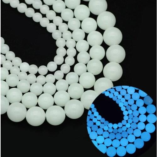 Luminous beads Blue Natural Stone 6/8/10/12MM Glow In The Dark Round Spacer Loose Beads For Jewelry Making DIY Bracelet Necklace