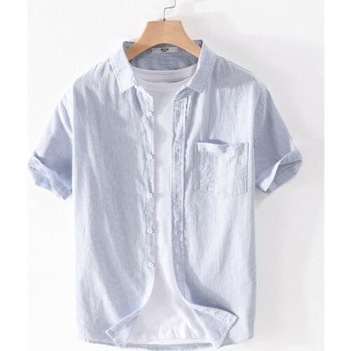 Suehaiwes brand Italy style striped pure cotton shirt men fashion casual comfortable shirts for men tops mens clothing chemise