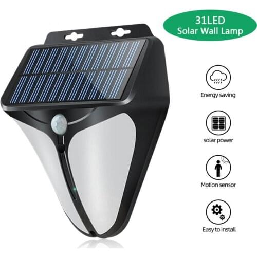 31LED Solar Powered Light Motion Sensor Wall Lamp Human Body Induction Lamp IP65 Water-resistant Outdoor Lighting Garden Light