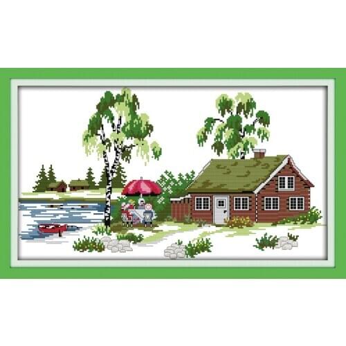 Everlasting Love The Seaside For A Holiday Chinese Cross Stitch Kits Ecological Cotton Stamped Printed DIY Christmas Decorations