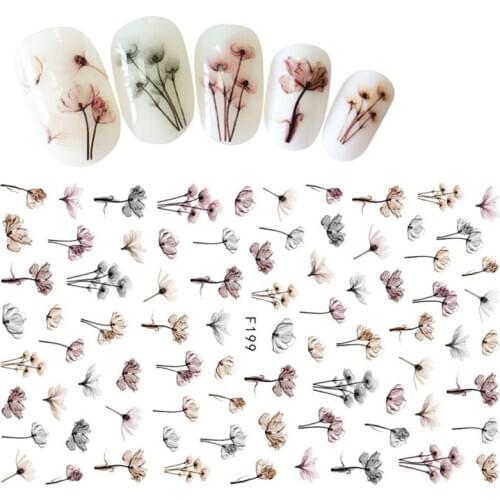 1 Sheet Nail Sticker Flower Pattern Water Transfer Decal Sliders Tattoo Manicure Wraps Tools for Nail Art Tip Decoration F199