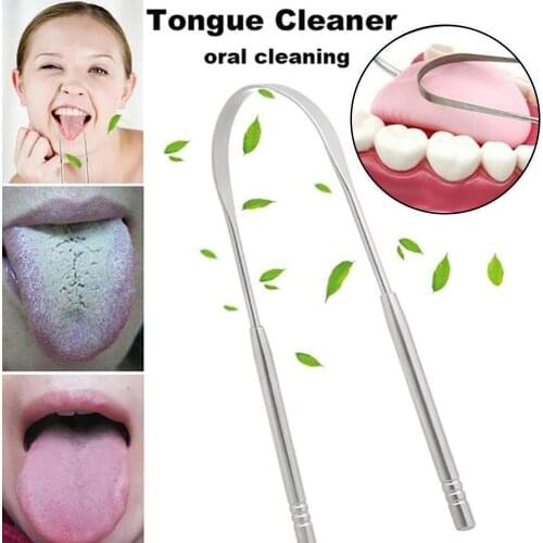 1pcs Steel Tongue Scraper Brush Cleaning Scraper Oral Care Keep Fresh Breath Improve Oral Hygiene Tongue Cleaner Tools