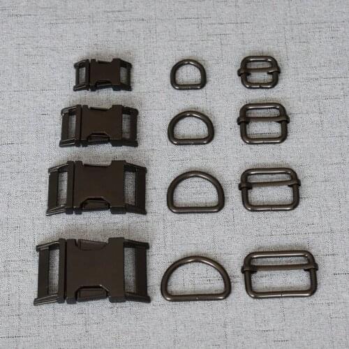 10 Sets 15mm/20mm/25mm/32mm Metal D Ring Adjustable Release Buckle Webbing Tactical Belt Safety Strong Hooks Clips DIY Luggage
