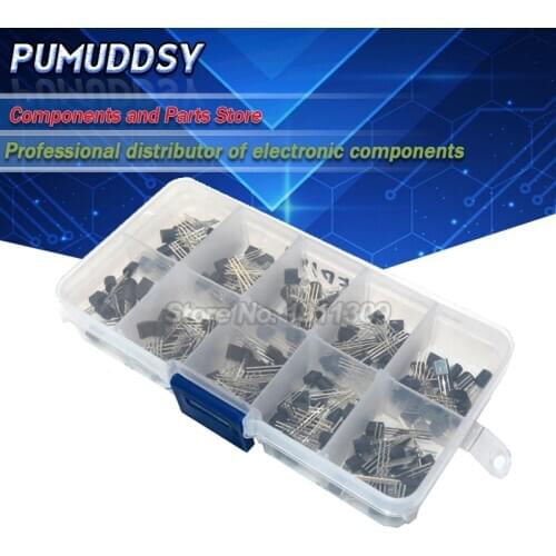 10value 200PCS BC337 BC327 2N2222 2N2907 2N3904 2N3906 S8050 S8550 A1015 C1815 Transistor Assortment Kit Transistors Box Pack