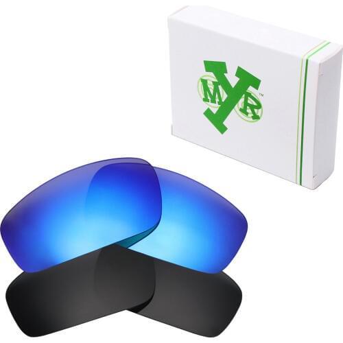 2 Pairs Mryok POLARIZED Replacement Lenses for Oakley Monster Pup Sunglasses Stealth Black & Ice Blue