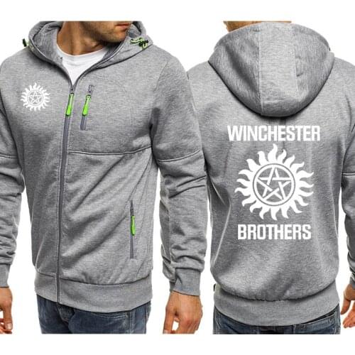 2021 Supernatural Hoodies Men Winchester Bros Mens Sportswear Fleece Warm Zipper Jacket Hooded Sweatshirt Harajuku Tracksuit