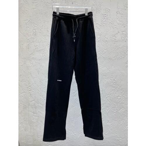 2021 Spring Summer Luxury Design Gothic Street Style Elastic Waist Black Cotton Pants