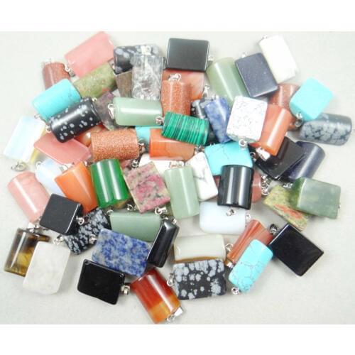 Natural stone Quartz crystal Turquoises aventurine tiger eye half Cylinder Charm Pendant for diy Jewelry making necklace 50pcs