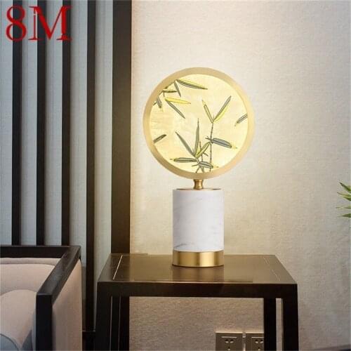 8M Modern Table Lamp LED Desk Light Brass Luxury Marble Decorative for Bedside Bedroom Living Room Office