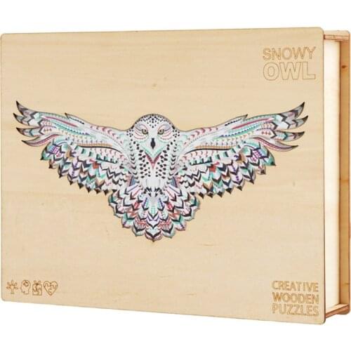 Wooden Puzzle Snowy Owl Children Puzzle Games Educational Toys Wooden Jigsaw Puzzles For Adults Interactive Wood DIY Crafts Gift