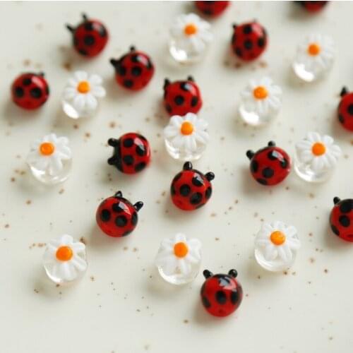Childlike fun ladybugs and windowsill flowers handmade beads DIY earrings hairpin jewelry accessories