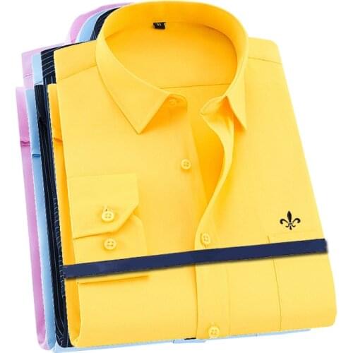 Dudalinas 2021 Camisa Social Masculina Men Shirt Long Sleeved Classical Male Shirts Formal Business Shirt Man Embroidery Logo