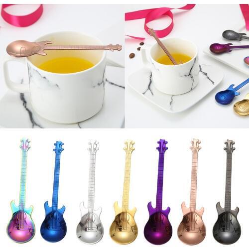 Creative Guitar Coffee Spoon Set Stainless Steel Dessert Ice Cream Spoon Tea Spoon Coffee Accessories Tableware Drinking Tools