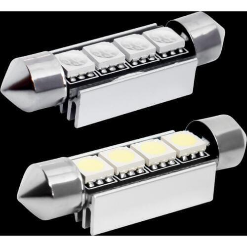 10pcs 42mm C5W C10W canbus no error Festoon 4 led 5050 smd Car Licence Plate Light Auto lamp Reading Light white blue DC 12V 10X