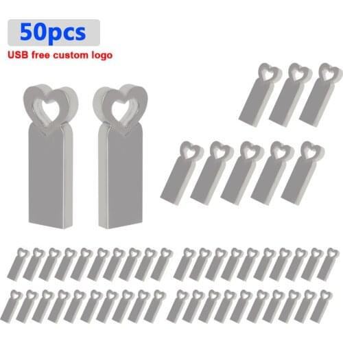 50pcs logo free USB 2.0 metal waterpoof Pen Drive 128gb 64GB 32GB 16GB USB Flash Drive memory Stick USB Stick Pendrive for PC