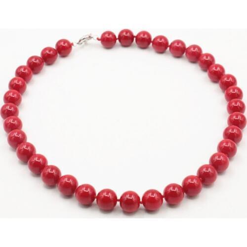 Trendy Accessory Jewelry Beads 12mm Red Coral Necklace Wholesale Balls DIY Girls Women Gifts Female Hand Made Ornaments 18inch
