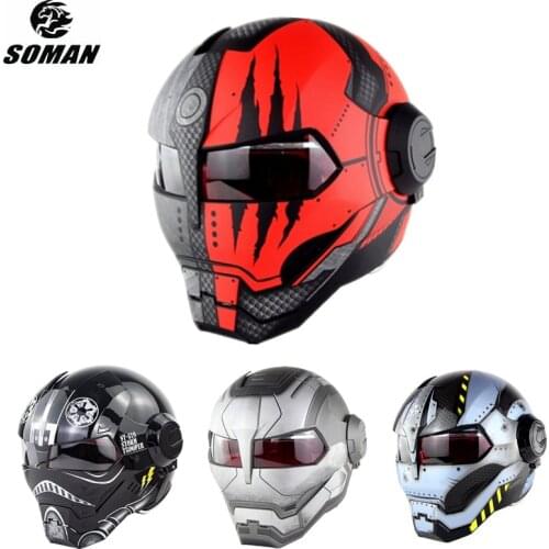 Cool Ironman Fashion Helmet Motorcycle Protective Riding Dirt Bike Scooter Street Suitable for All Seasons Personalized Modular