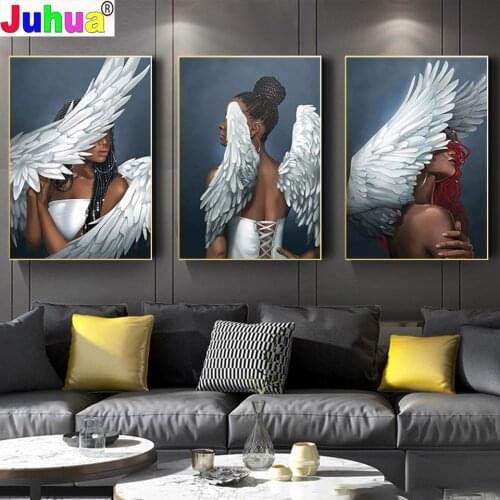 Diy 5d Diamond Painting"Angel Women"3d Cross Stitch Kits Diamonds Embroidery White Wings Handmade Rhinestone Home Decoration art