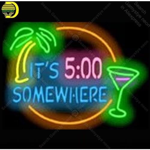 Neon Sign for It is 5 Somewhere neon Light Sign Home Wall decor Store Display Beer Bar Sign Tubes Neon lights Advertise Lamps