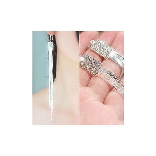 New Exaggerated Girls Square Butterfly Tassel Earrings Super Long Rhinestone Earrings Wholesale Exquisite Jewelry