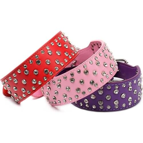 PipiFren Large Dogs Collars Rhinestone Accessories For Big Dog Supplies Pets Collars Chihuahua halsband hond collier pour chien