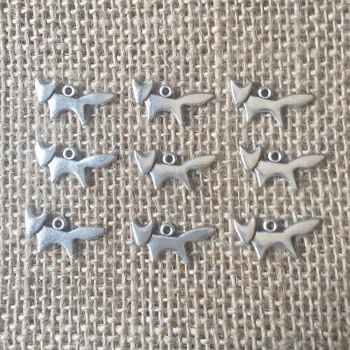 68 Pcs/lot 20x10mm Fox Charms for Jewelry Making Antique Silver Plated Pendant for DIY Necklaces Chokers A097