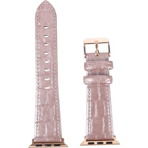 Bamboo crocodile pattern Leather Band for Apple iWatch 42MM 38MM 44MM 40MM 6 SE 5 4 3 2 1 Wristband Stainless steel color buckle